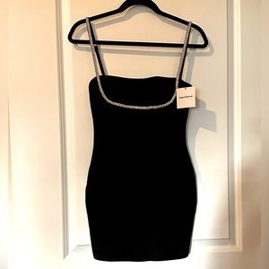 superdown Black Mini Dress with Silver Accents